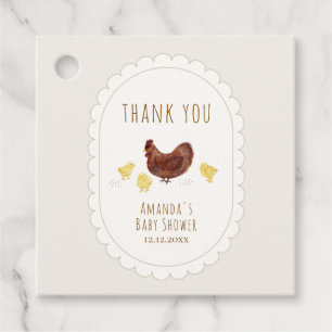 Neutral Minimalist Boho Farm Chicken Baby Shower Favour Tags