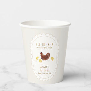 Neutral Minimalist Boho Farm Chicken Baby Shower Paper Cups
