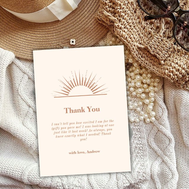 Neutral Minimalist Boho Sunshine Baby Shower Thank You Card (Neutral Minimalist Boho Sunshine Baby Shower Thank You Card)