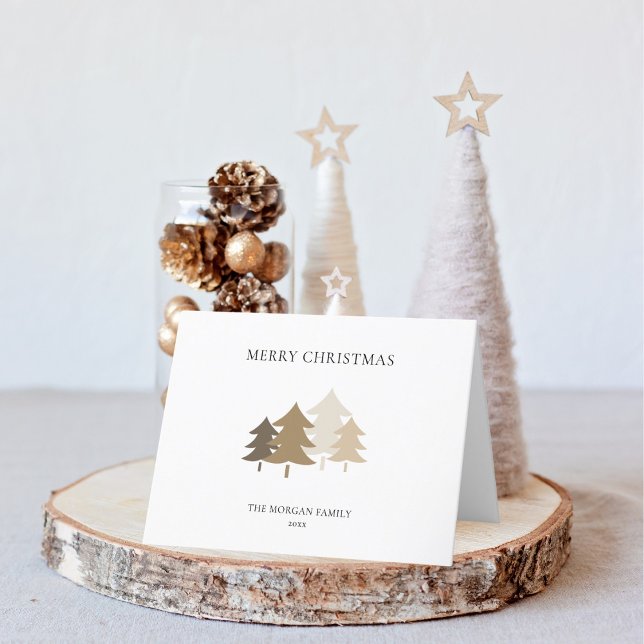 Neutral Minimalist Christmas Tree Holiday Card (Creator Uploaded)