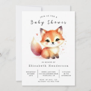 Neutral Minimalist Fox Baby Shower Invitation