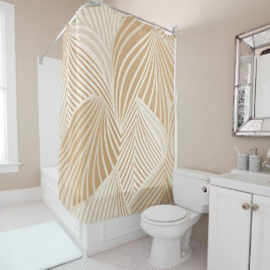 Neutral Minimalist Large Leaf Boho Shower Curtain