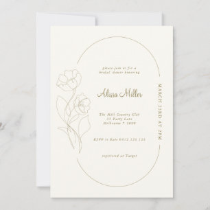 Neutral Minimalist Line Flower Bridal Shower Invitation