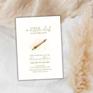 Neutral Minimalist Little Pastry Chef Baby Shower Invitation