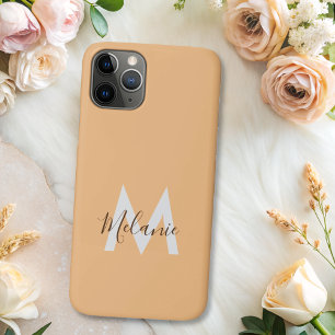  Neutral Minimalist modern orange monogram  Case-Mate iPhone Case