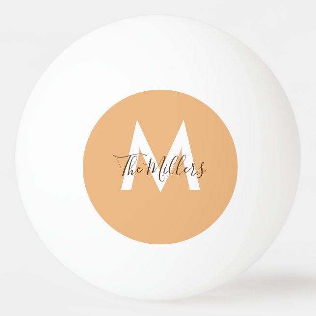  Neutral Minimalist modern orange monogram  Ping Pong Ball (Front)