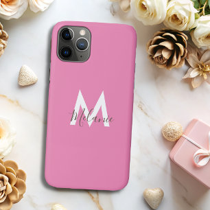 Neutral Minimalist modern pink monogram Case-Mate iPhone Case