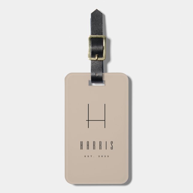 Neutral Minimalist Name Year Luggage Tag (Front Vertical)