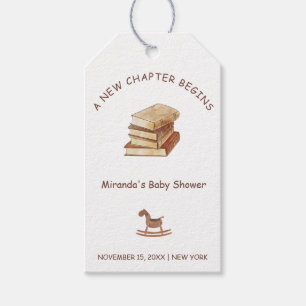 Neutral Minimalist New Chapter Book Baby Shower Gift Tags