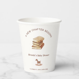 Neutral Minimalist New Chapter Book Baby Shower Paper Cups