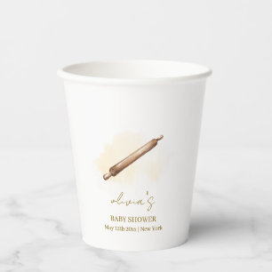 Neutral Minimalist Pastry Chef Baby Shower  Paper Cups