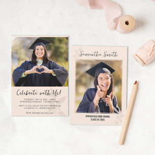 Neutral Minimalist Photo Graduation Invitation