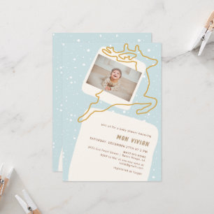 Neutral Minimalist Reindeer Winter Baby Shower Invitation