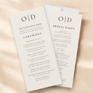 Neutral Minimalist Typography Wedding Program