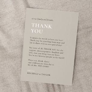 Neutral Minimalist Wedding Thank You Card