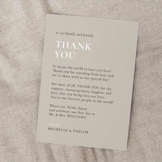 Neutral Minimalist Wedding Thank You Card (Creator Uploaded)