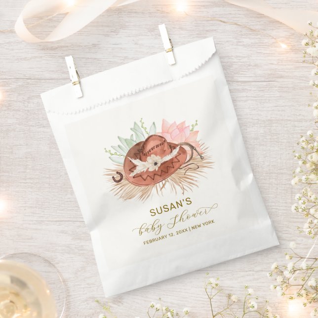 Neutral Modern Boho Cactus Cowboy Hat Baby Shower  Favour Bags (Clipped)