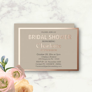 Neutral Modern  Classic Bridal Shower Rose Gold 