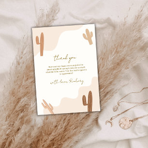 Neutral Modern Elegant Boho Cactus Baby Shower Thank You Card