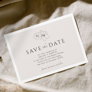 Neutral Modern Gold Floral Flat Save The Date