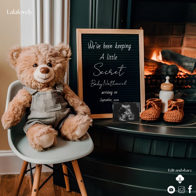 Neutral modern minimal pregnancy announcement  (Creator Uploaded)