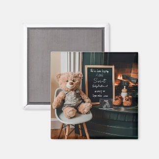 Neutral modern minimal pregnancy announcement gift magnet