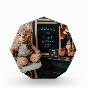 Neutral modern minimal pregnancy announcement gift photo block