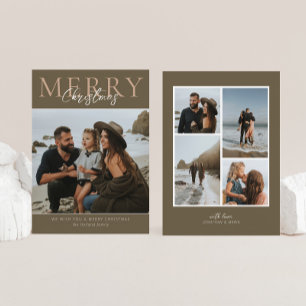 Neutral Modern Minimalist Photo Merry Christmas Holiday Card