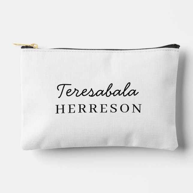 Neutral Modern Minimalist Stylish Monogram Accessory Pouch (Front)