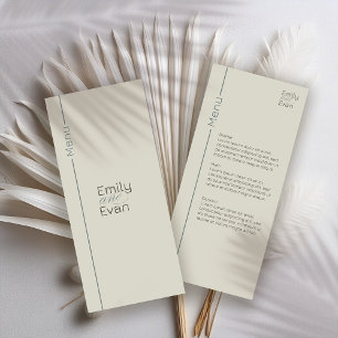 Neutral Modern Minimalist Wedding Menu