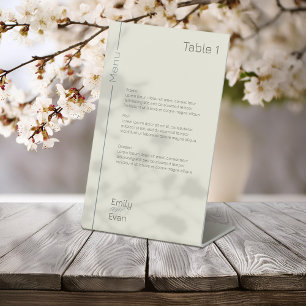 Neutral Modern Minimalist Wedding Menu Pedestal Sign