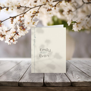 Neutral Modern Minimalist Wedding Thank You Card