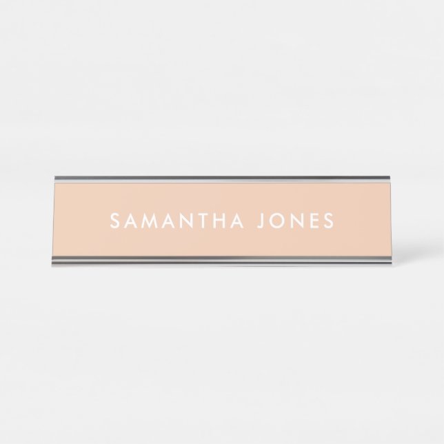 Neutral Modern Simple Beige Personalized Nameplate (Front)