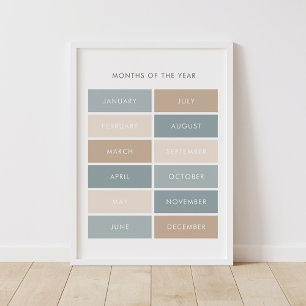 Neutral Months of the Year Classroom Poster