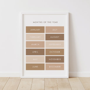 Neutral Months of the Year Classroom Poster