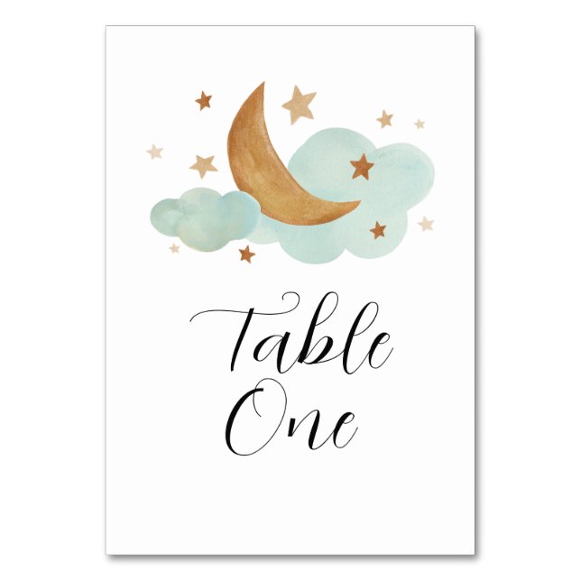Neutral Moon and Stars Table Card (Front)