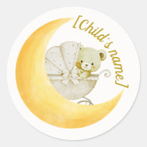Neutral Moon Baby Shower Envelope Sticker Editable