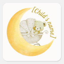 Neutral Moon Baby Shower Envelope Sticker Editable
