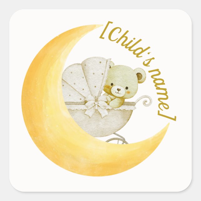 Neutral Moon Baby Shower Envelope Sticker Editable (Front)