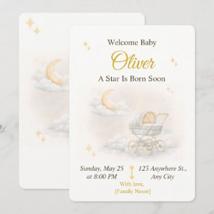 Neutral Moon Baby Shower Invitation Editable