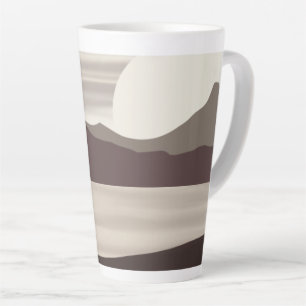 Neutral Mountain Lake Landscape- Latte Mug