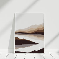 Neutral Mountain River Abstract Landscape Wall Art