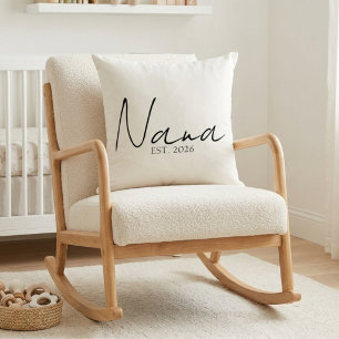 Neutral Nana EST Year Keepsake Family Script Cushion