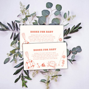 Neutral Nautical Fishing Books For Baby Shower  Enclosure Card