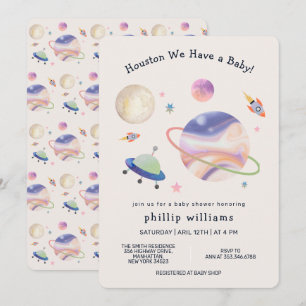 Neutral Night Galaxy Space Moon Star Baby Shower Invitation