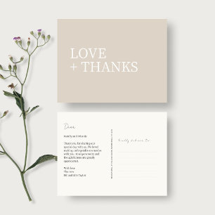 Neutral   Non-Photo Wedding Thank You Postcard