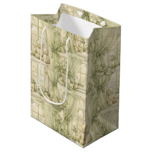 Neutral Nursery Teddy Bear Room Beige Pattern (2) Medium Gift Bag