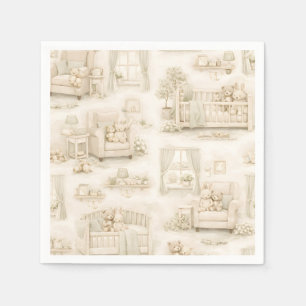 Neutral Nursery Teddy Bear Room Beige Pattern Napkin