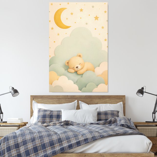 Neutral Nursery Wall Art | Teddy Bear Print (Insitu(Bedroom))