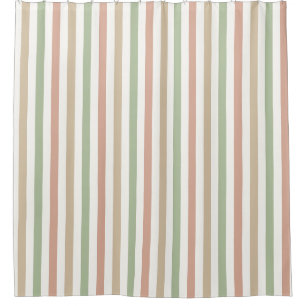 Neutral Oat, Sage and Clay Wide Stripe Shower Curtain